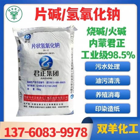 君正片状氢氧化钠 离子膜98.5%片状烧碱