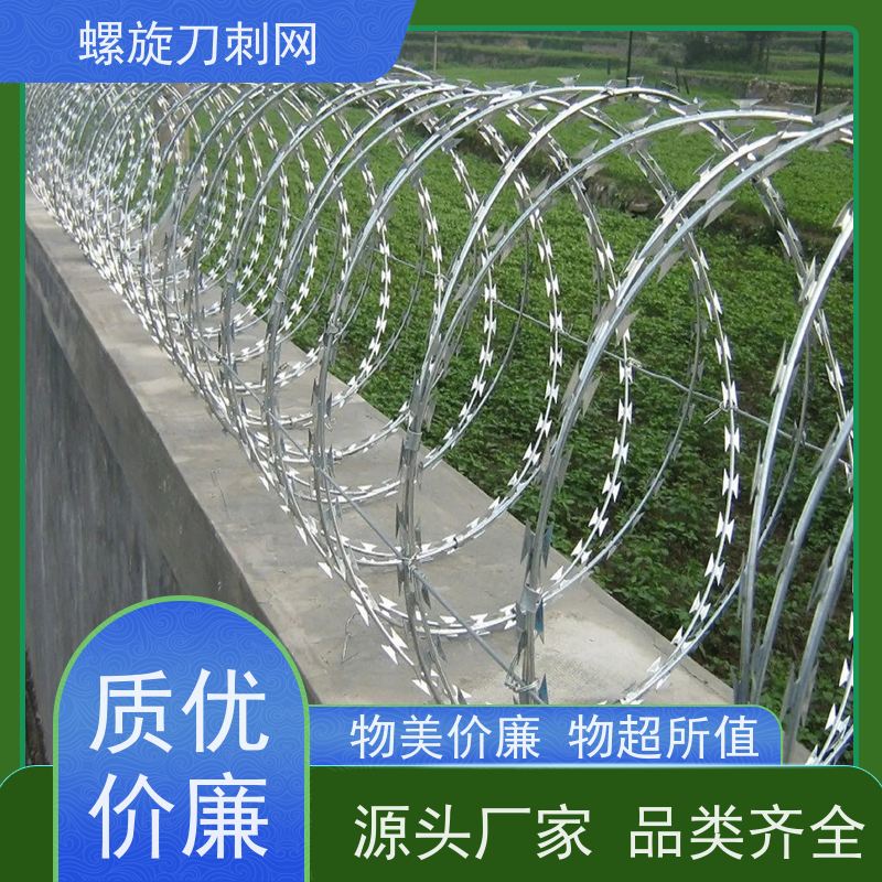 镀锌钢丝螺旋滚笼275g刀刺网普锌防攀爬刀片刺绳安装