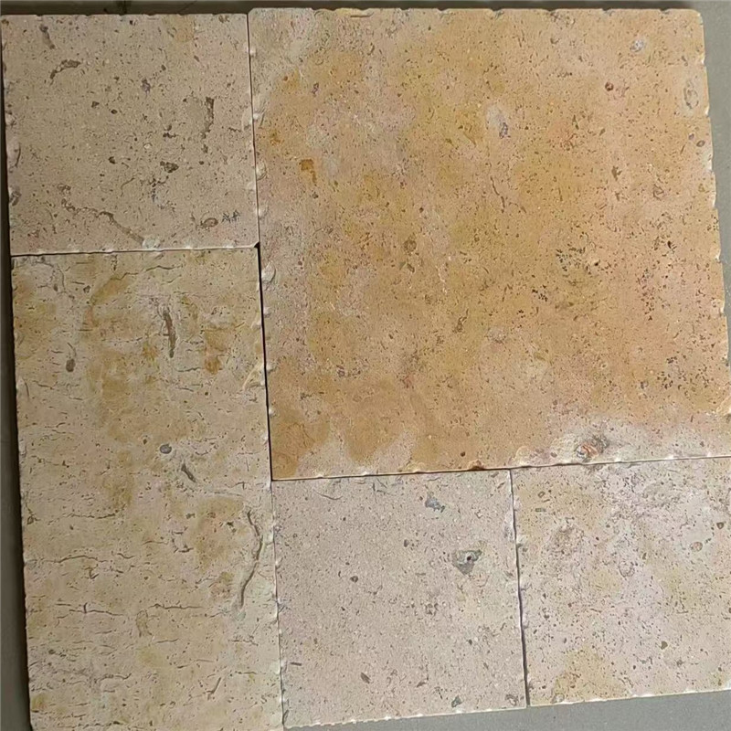 40*40古典米黄大理石 米黄色九宫格莱姆石 黄色洞石地砖石材