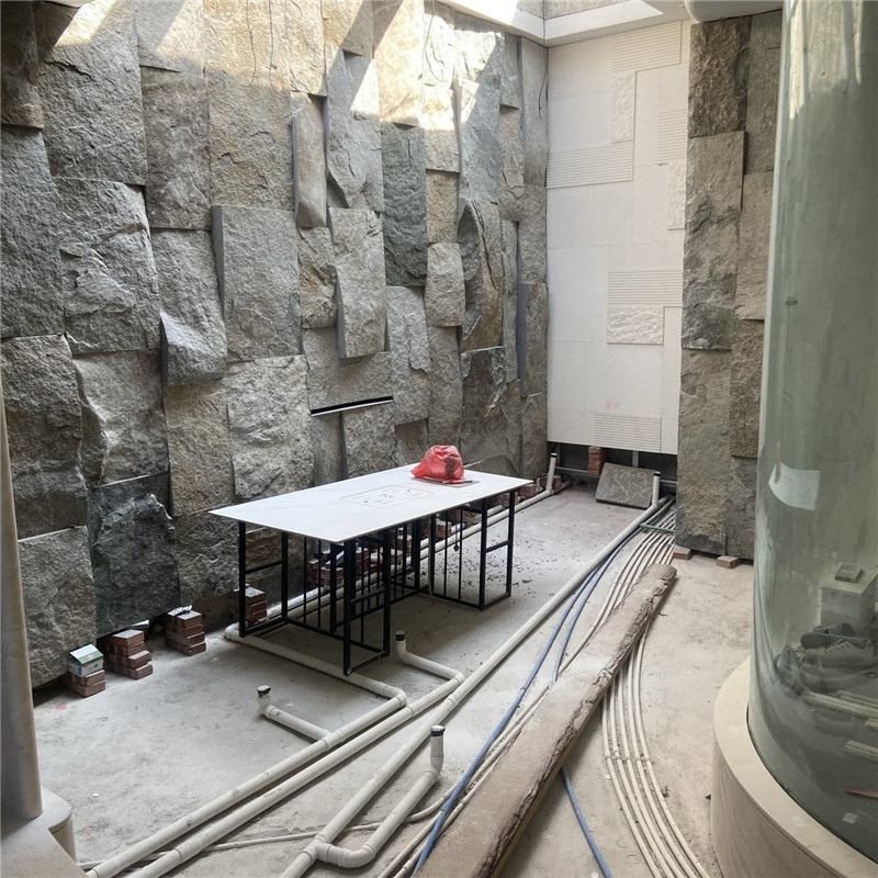 庭院装饰 灰色石皮板材 芝麻黑老石皮墙文化石 天然原石背景墙