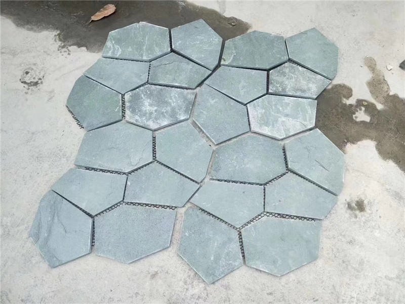 园林景观 绿色冰裂纹文化石 绿石英蘑菇石 天然铺地碎拼石