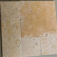 20*20古典米黄九宫格莱姆石 黄色洞石大理石石材 温格米黄条石