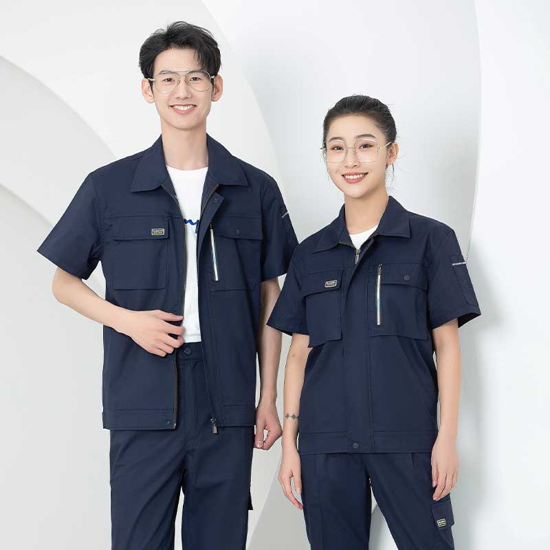 小拉链短袖工作服 透气耐磨 支持定制LOGO 公司名称