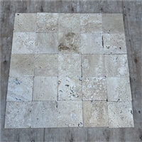 新中式 白色马赛克莱姆石碎拼石 超白洞石 梦幻白玉条石