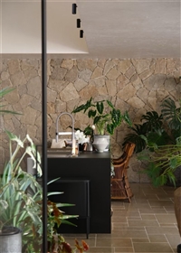 室内装饰 天然铺地石 黄木纹冰裂纹碎拼石 黄色毛边文化石