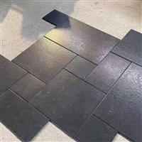 复古风格 少林黑莱姆石小条砖 黑色洞石大理石地砖 滚磨面石材 