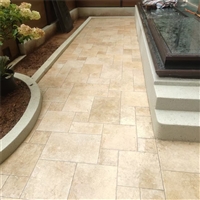 古典风 罗曼米黄莱姆石皮革面 米黄色洞石大理石 宫廷黄条石