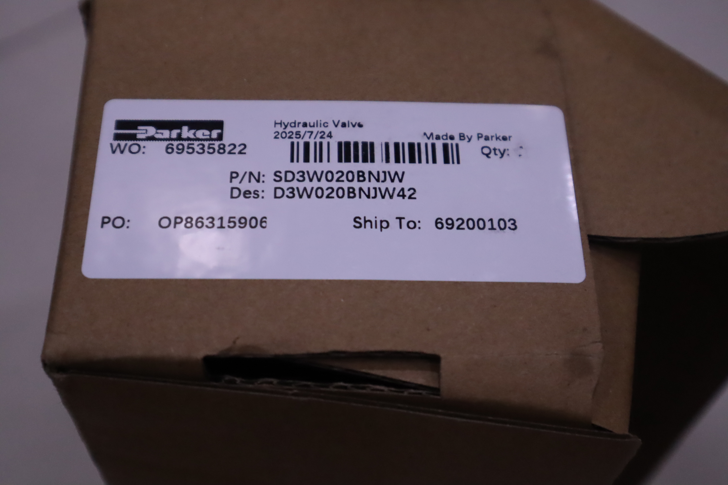 SD3W020BNJW D3W020BNJW42 美国派克PARKER 电磁阀