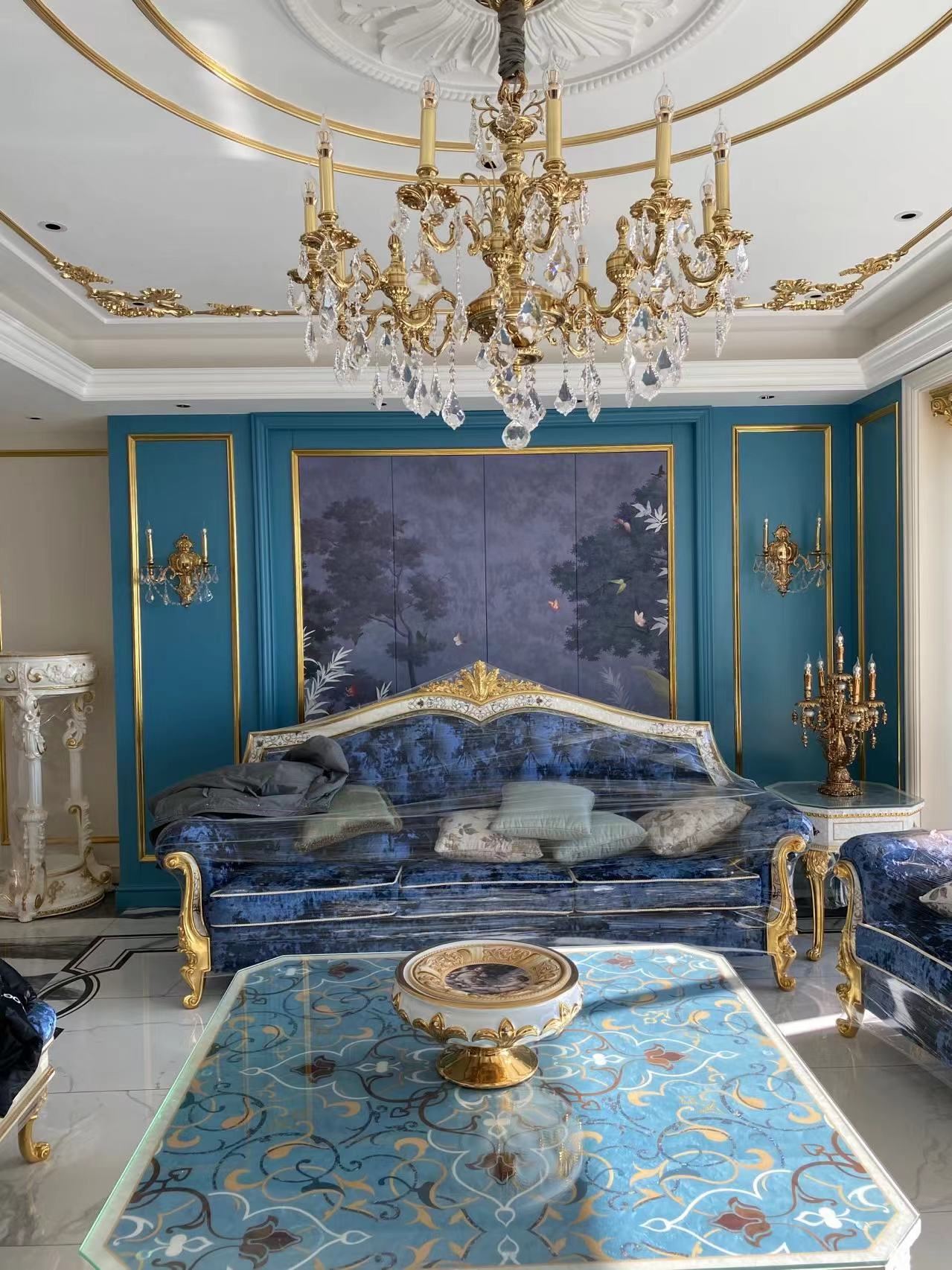 墙面装饰贴玫瑰金手抓金包工包料施工后色泽艳丽 粘贴结实