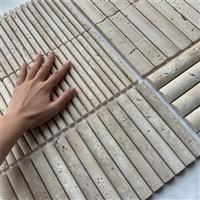 别墅装饰 长条形马赛克 白色六角莱姆石石材 超白洞石大理石