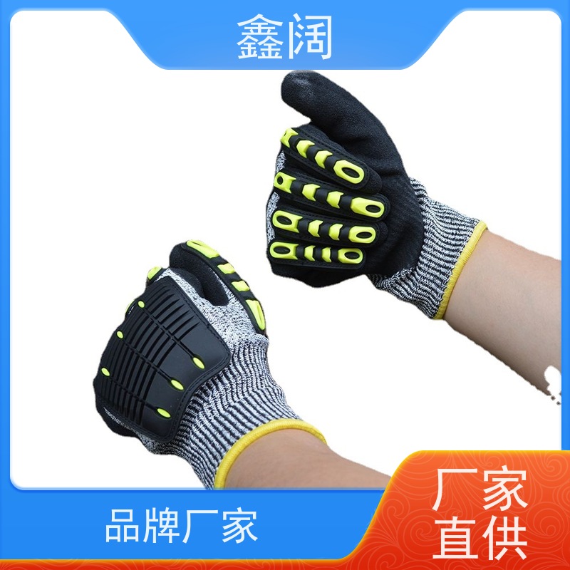 稳妥守护双手 鑫阔抗冲击劳保手套/防砸防护手套 物流分拣场景 蜂窝缓冲设计 轻便灵活