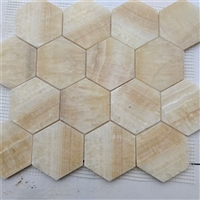 米黄色莱姆石六角石材 土耳其黄色洞石大理石 凸面马赛克
