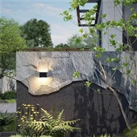 庭院住宅 天然黑石皮背景墙 石灰皮原石 景观石头墙文化石