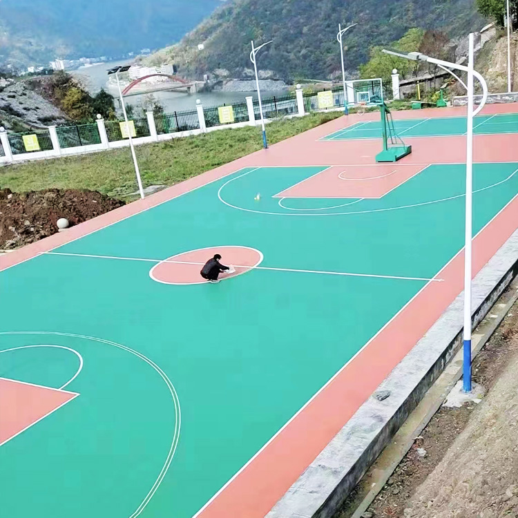 硅pu球场材料篮球场地胶地坪漆新国标网球场施工弹性层塑胶跑道漆