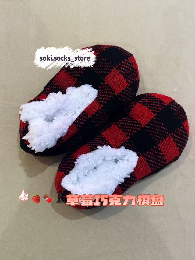 英伦风红黑方格地板鞋