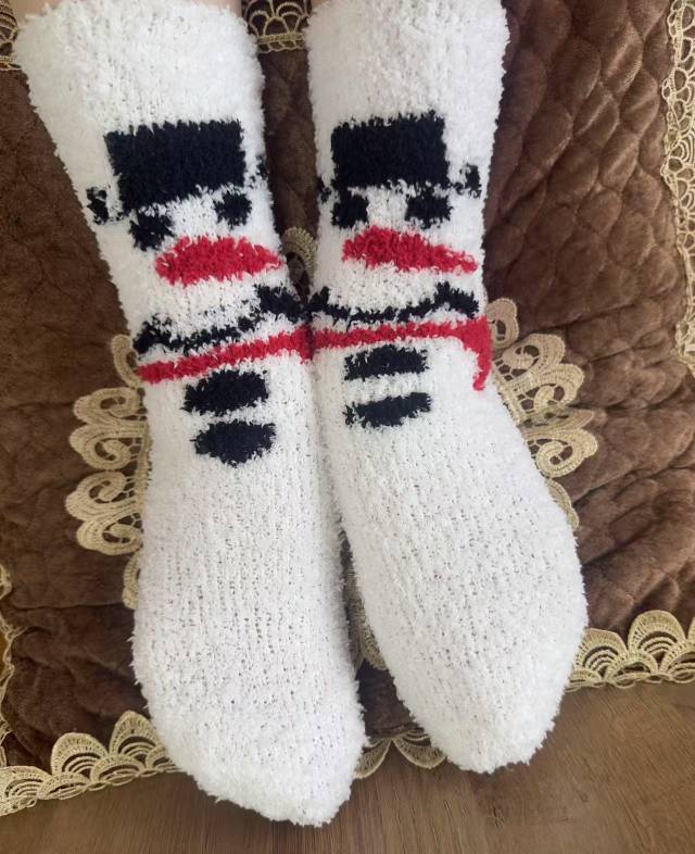 半边绒圣诞老人雪人白色男女款