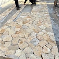 复古美式 黄锈石冰裂纹碎拼石 锈石英文化石贴片 天然乱形石