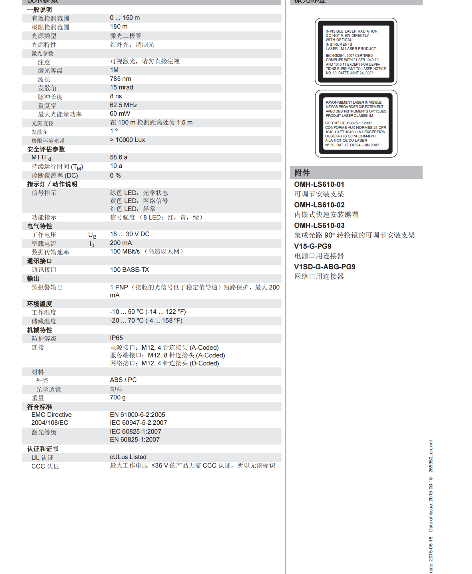 倍加福三角测量传感器OBT1250-R202-E5