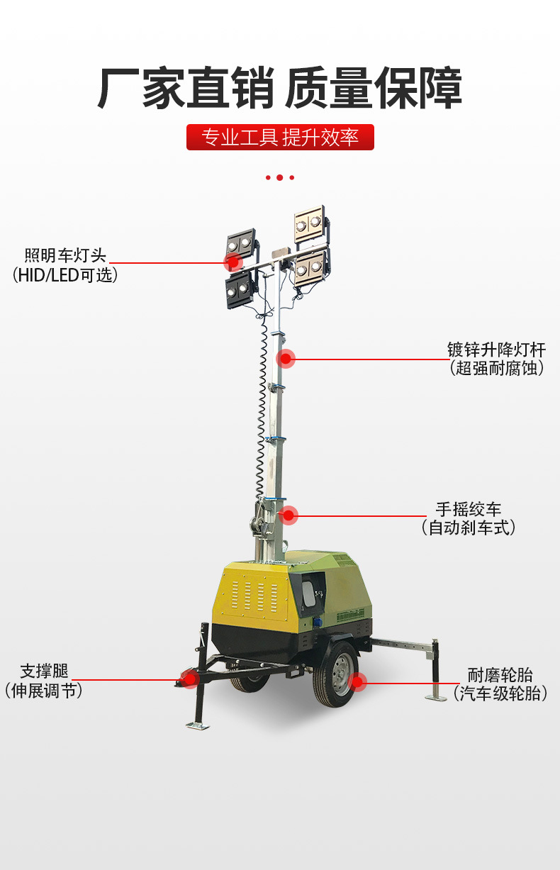 10kW移动照明灯塔柴油发电机