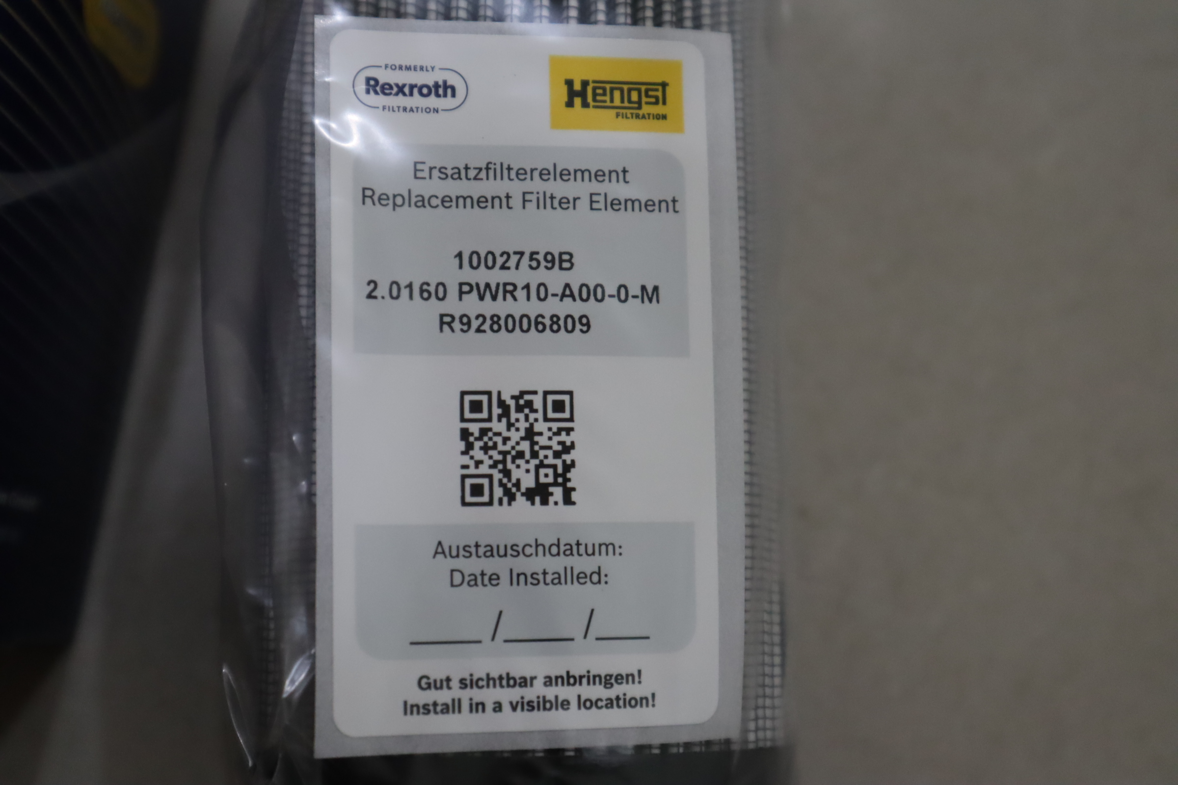 1002759B 2.0160 PWR10-A00-0-M R928006809 汉格斯特HENGST滤芯