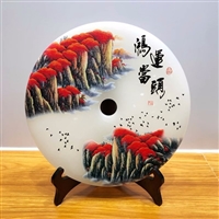 焕环祥工艺 金属圆形盘制作 学校周年纪念品定制 阿富汗玉扣摆件