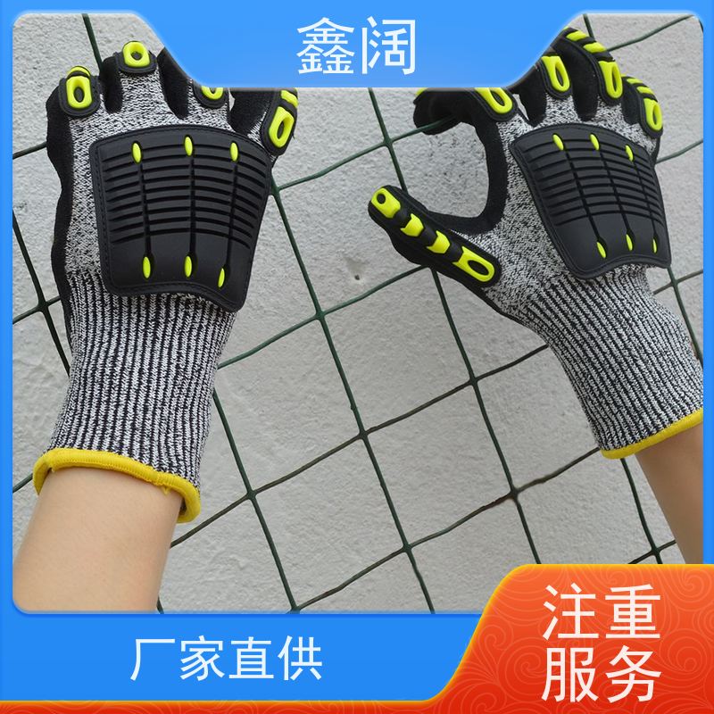 强韧守护 鑫阔防冲击手套（防砸劳保手套）石材加工适用 复合皮革+蜂窝减震 防碎石飞溅