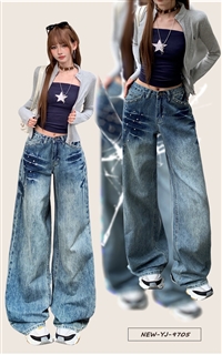 雅薇 加绒高腰显瘦百搭女装牛仔裤 9705款