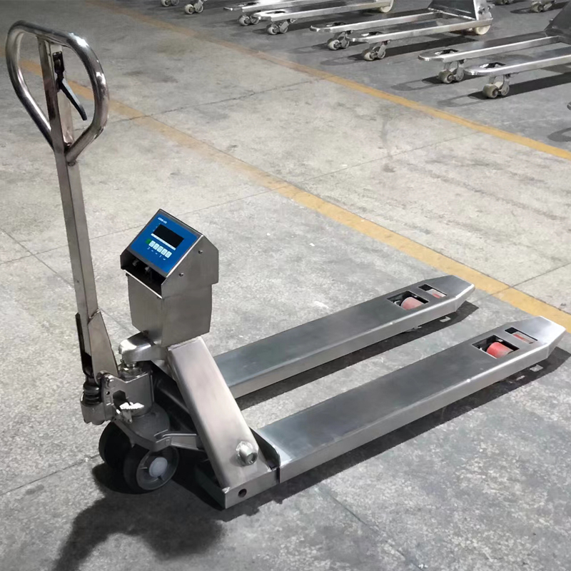 化工厂0.5-2.5t防爆液压车秤 304不锈钢叉车称 手动搬运地牛秤