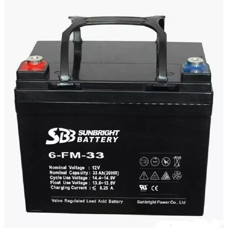 SBB圣豹蓄电池6-FM-33铅酸12V33AH太阳能风能EPS紧急电源系统