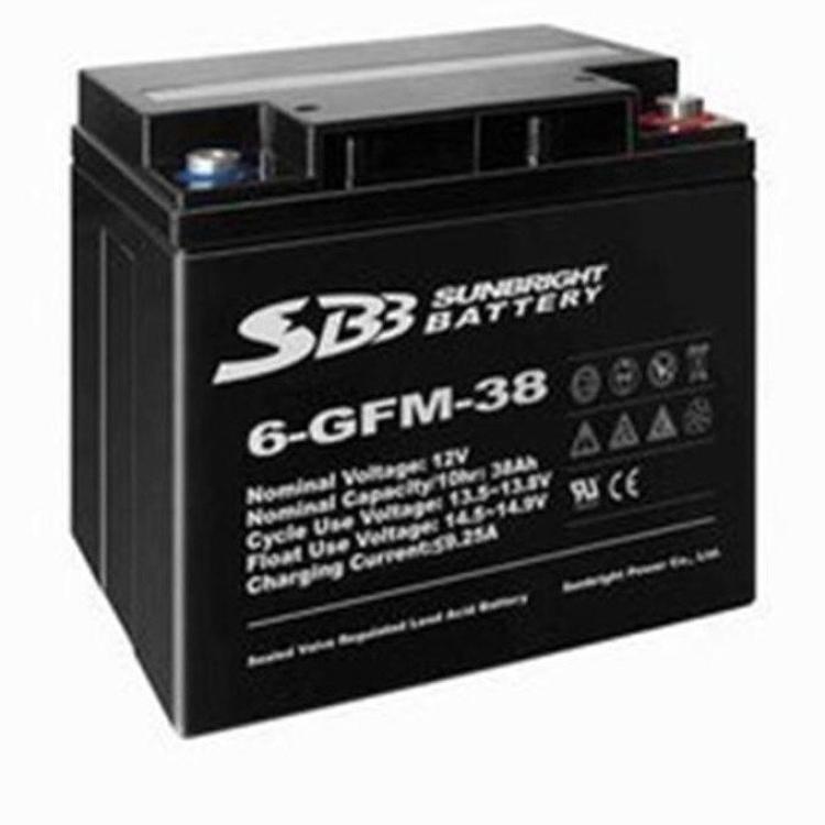 SBB圣豹蓄电池6-GFM-38免维护12V38AH UPS/EPS直流屏电源专用