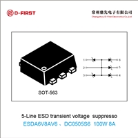 ESDA6V8AV6低结电容, 用于ESD保护的瞬态电压抑制器SOT-563 