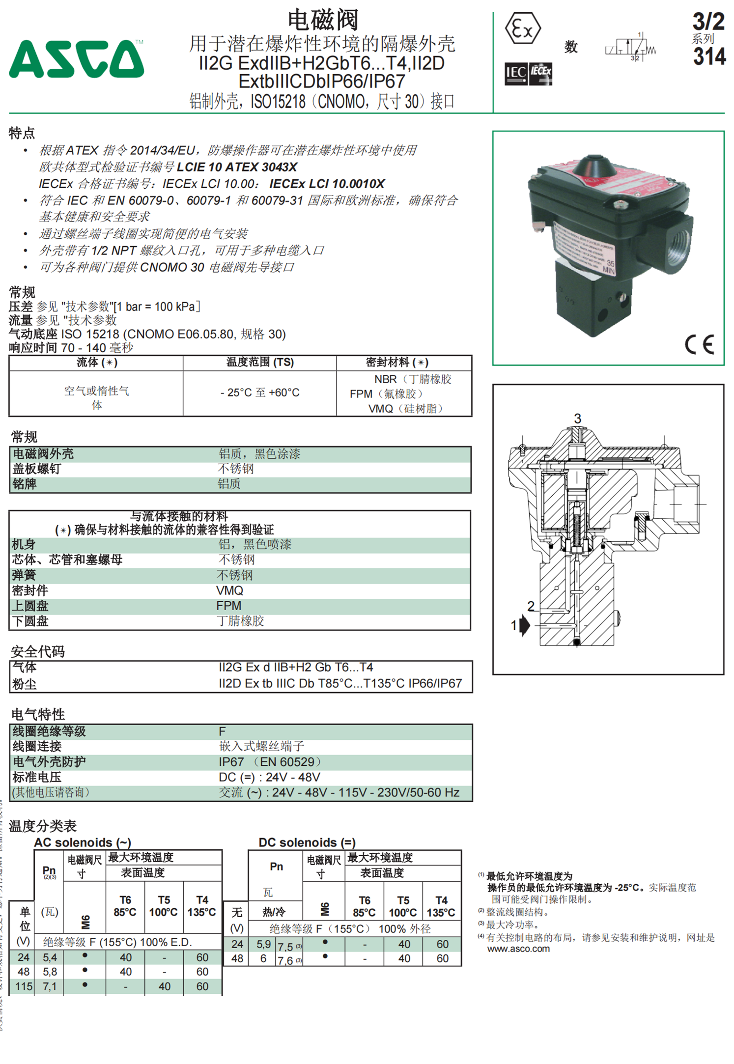 SCG551A001MS美国ASCO两位三通电磁阀
