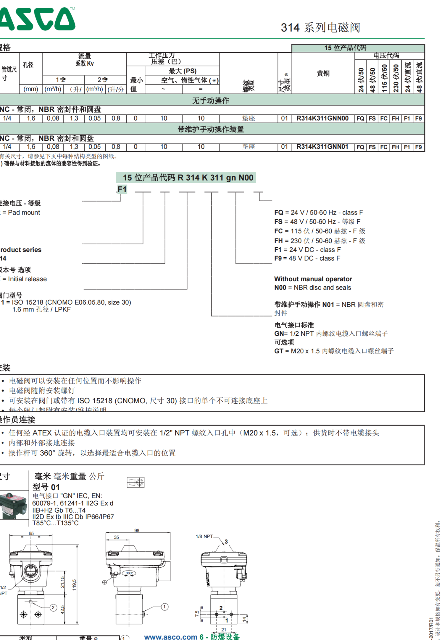 ASCO微型电磁阀SCS067A087V 24DC