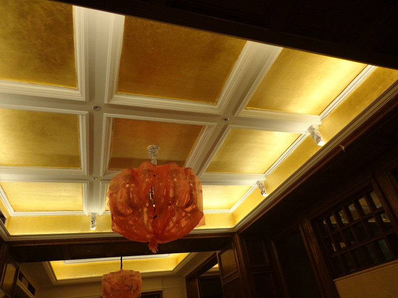 河北贴金箔 酒店大堂 别墅会所公共场所 金箔银箔施工