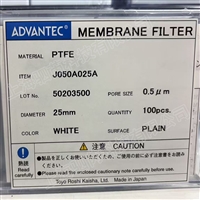 J050A025A东洋ADVANTEC直径25mm带PP支撑网 PTFE滤膜 