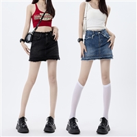 复古毛边牛仔半身裙女 新款显瘦短裙小个子 S154款