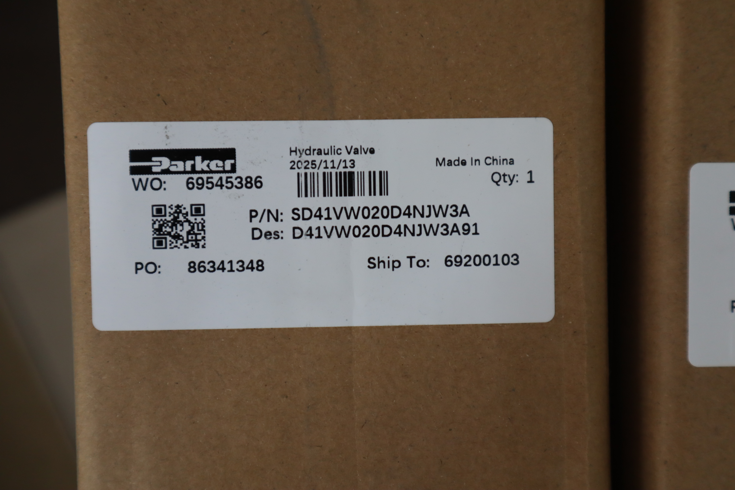 SD41VW020D4NJW3A D41VW020D4NJW3A91 美国派克PARKER比例阀