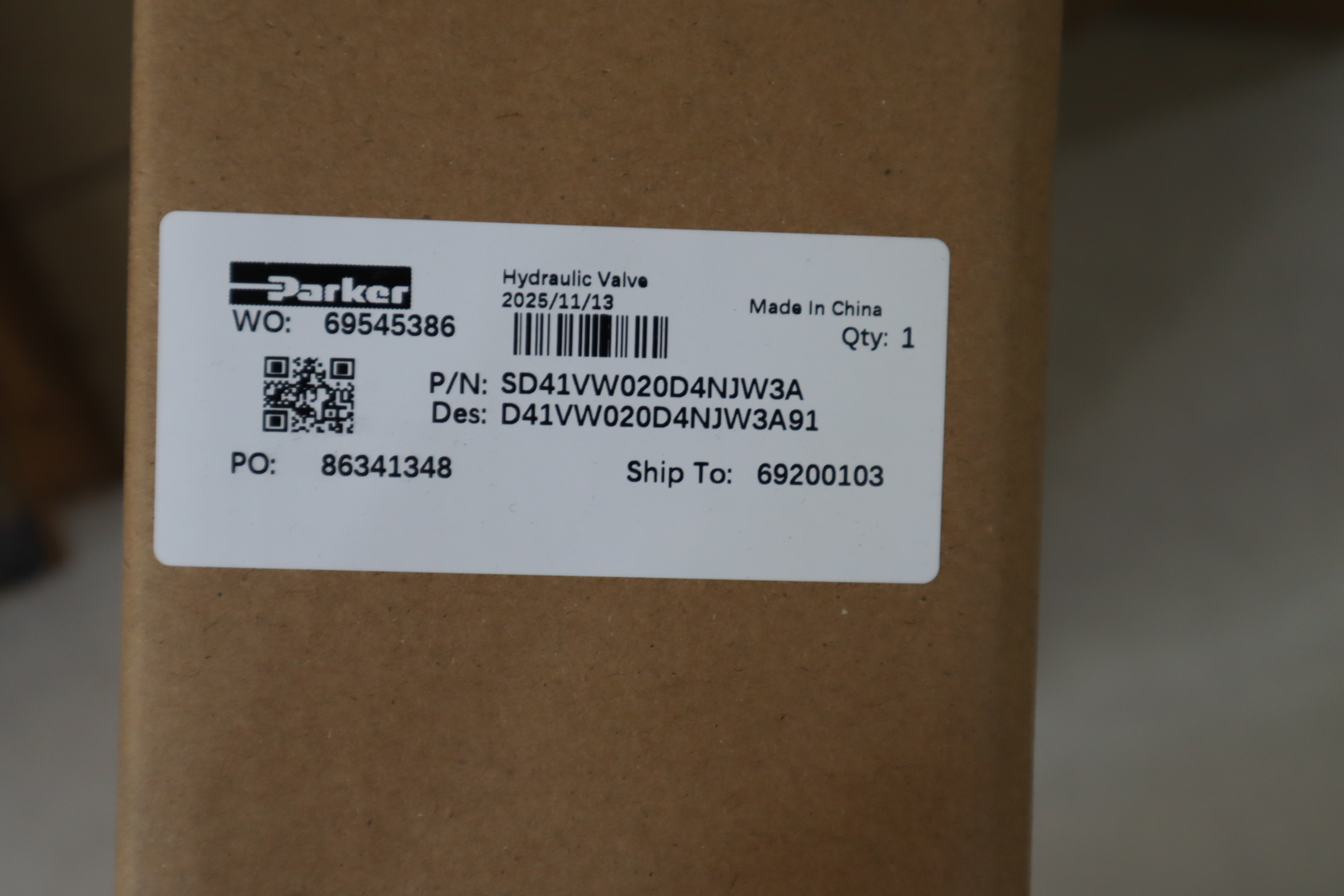 SD41VW020D4NJW3A D41VW020D4NJW3A91 美国派克PARKER比例阀