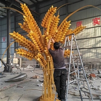 Stainless steel wheat ear sculpture, harvest themed stainless steel sculpture