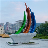 Stainless steel sailboat sculpture, sail stainless steel sculpture