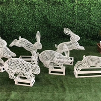 Iron rabbit sculpture, wire mesh woven rabbit sculpture