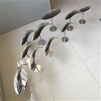Stainless steel abstract fish sculpture, fish school stainless steel sculpture