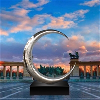 Stainless steel moon sculpture, stainless steel mirror ring sculpture