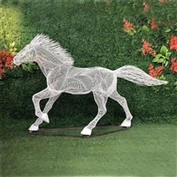 Stainless steel wire woven horse sculpture, stainless steel hollow horse sculpture