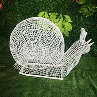 Stainless steel hollow snail sculpture, stainless steel wire woven snail sculpture
