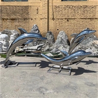 Mirror stainless steel dolphin sculpture, water feature sculpture piece