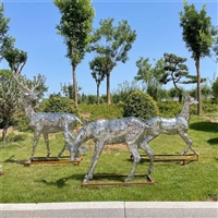 Stainless steel hollow deer sculpture, spotted deer hollow sculpture