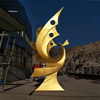 Stainless steel phoenix sculpture, large-scale square landscape sculpture