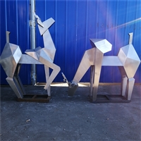 Stainless steel geometric deer sculpture with cut surface deer stainless steel sculpture