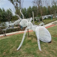 Stainless steel hollow ant sculpture, stainless steel wire welded into stainless steel wire woven sculpture